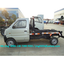 ChangAn mini garbage truck, 2 ton capacity hook lift garbage truck with 53HP petrol engine